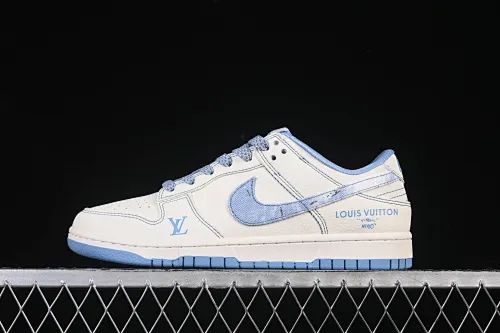 All Categories Nk SB Dunk Series Nk SB Dunk Low High-end Customized Low-top Shoes Nike SB Dunk Low LV Co-branded Ice Blue Denim Starry Anniversary High-end Customized Low-top Casual Shoes JP1628-028